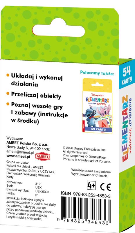 KSIĄŻECZKA DISNEY UCZY MIX.ELEMENTARZ.WYKONUJĘ DZIAŁANIA.KARTY