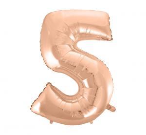 BALON FOLIOWY B&C CYFRA 5 RÓŻOWO-ZŁOTA 92CM