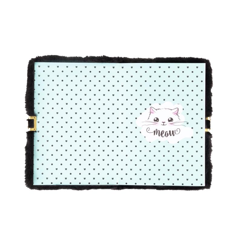 PAMIĘTNIK Z KŁÓDKĄ ASTRAPAP FLUFFY KITTY BLACK A5 96k