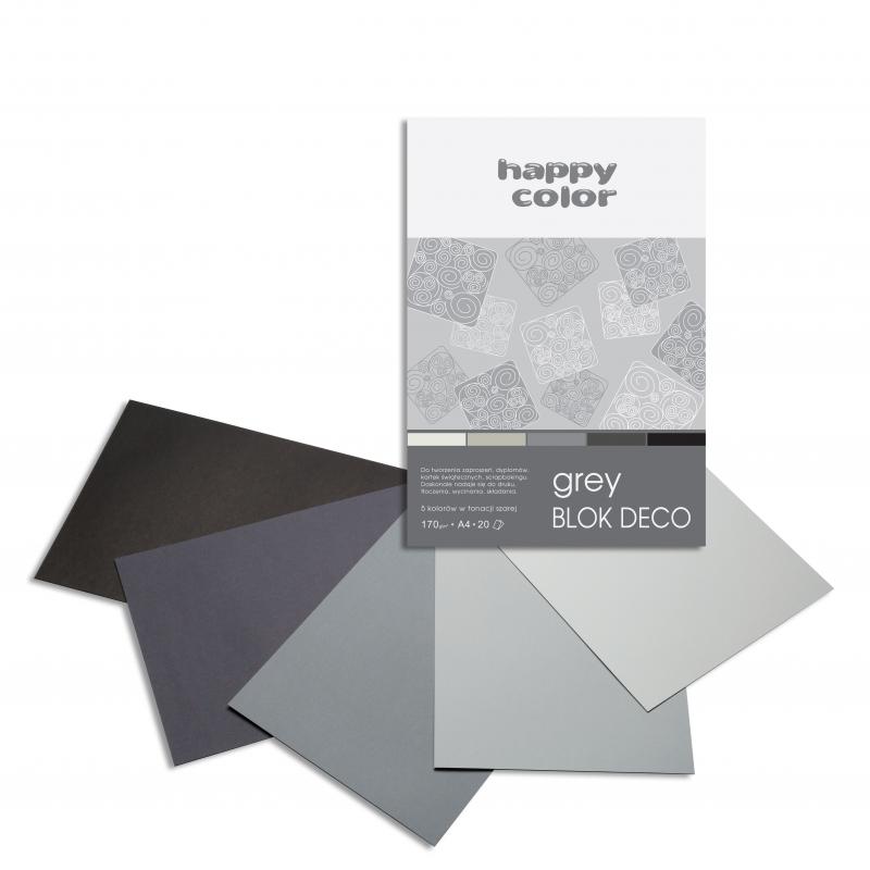 BLOK DECO A4/20 SZARY 170G 5KOL HAPPY COLOR