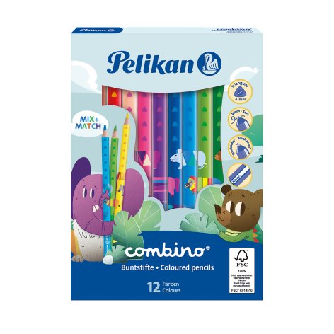KREDKI 12 TRÓJKĄTNE GRUBE COMBINO PELIKAN
