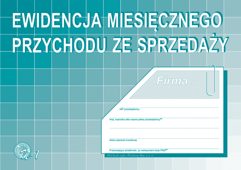 DRUK M EWIDENCJA MIESIĘCZNEGO PRZYCHODU ZE SPRZEDAŻY A5