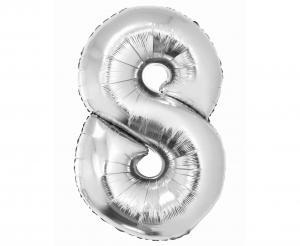 BALON FOLIOWY SMART CYFRA 8 SREBRNA 76CM