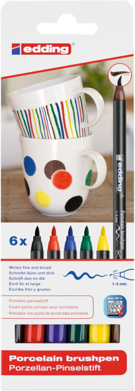 MARKER EDDING E-4200, 1-4MM DO PORCELANY 6SZT MIX KOL.