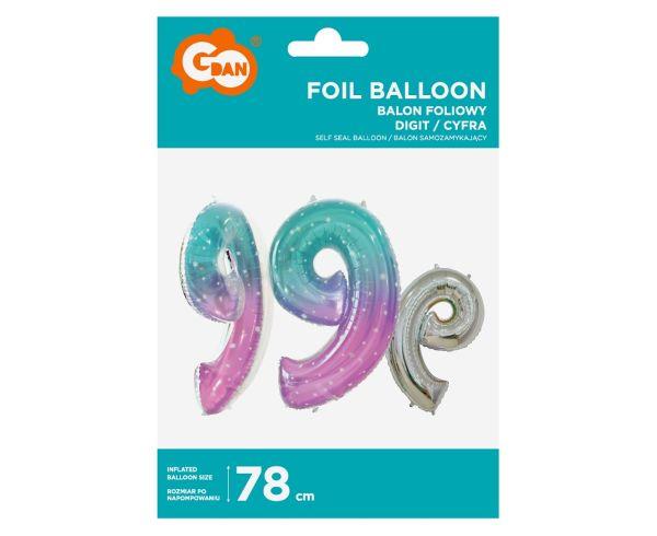 BALON FOLIOWY CYFRA 9 KOSMOS 78CM