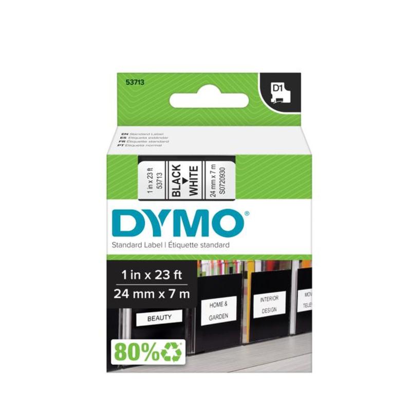 TAŚMA DYMO 24MM CZARNO BIAŁA