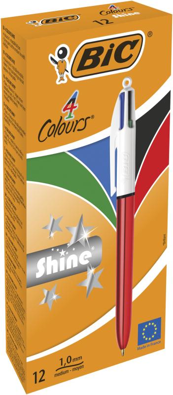 DŁUGOPIS BIC 4-KOL COLOURS SHINE RED A12