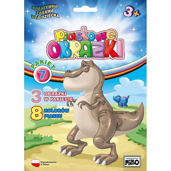 KSIĄŻECZKA PIASKOWE OBRAZKI-PAKIET 7 PTERODAKTYL,T-REX,TRICERATOPS