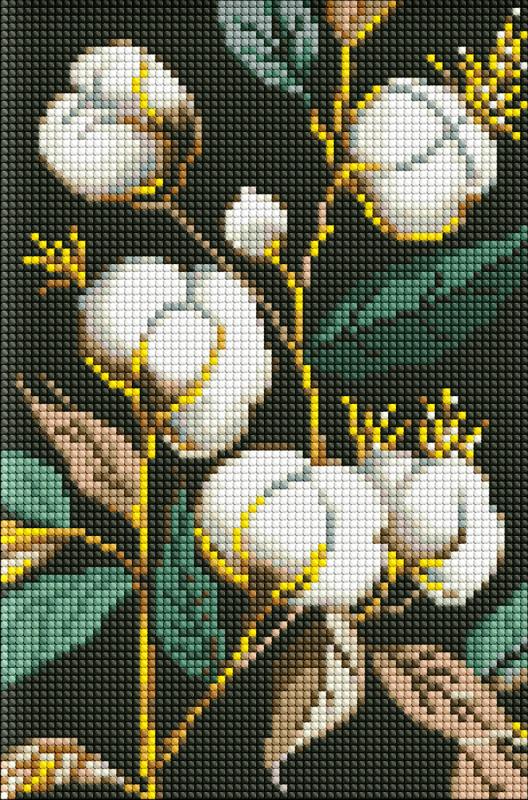 ZESTAW DO MOZAIKI DIAMENTOWEJ BEZ RAMY ŚNIEŻNOBIAŁA BAWEŁNA Z HOLOGRAFICZNYMI KRYSZTAŁKAMI 20X30CM