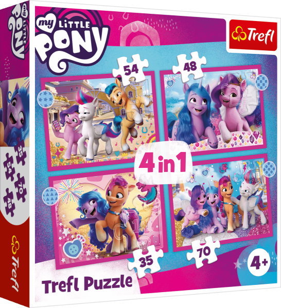 PUZZLE 4W1 TREFL KOLOROWE KUCYKI PONY