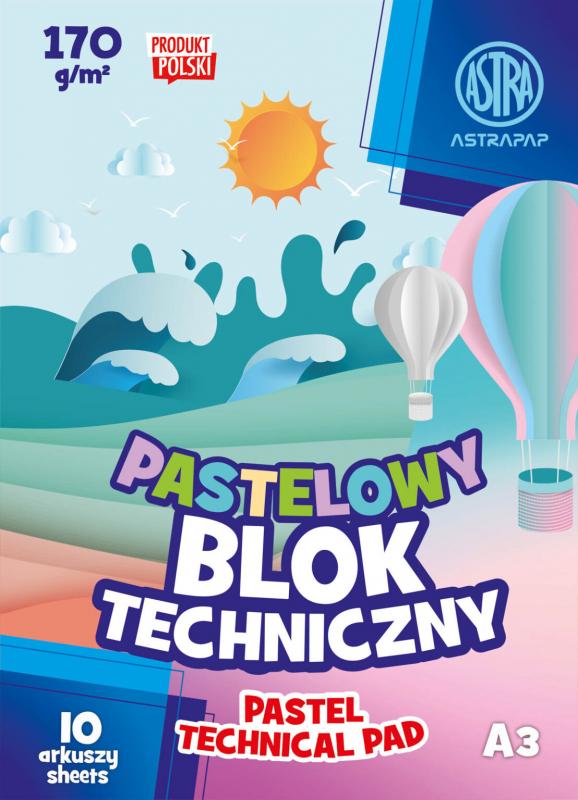 BLOK KOLOROWY BARWIONY W MASIE ASTRAPAP PASTEL A3 170g 10 ark