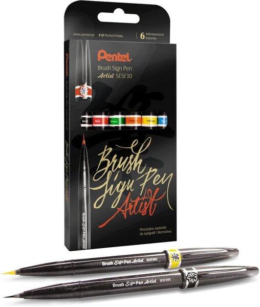 PISAK PĘDZELKOWY BRUSH SIGNT PEN ARTIST KOMPLET 6 SZTUK