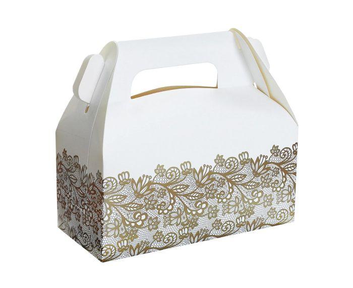 PUDEŁKA PAP.W&C NA CIASTO ZŁOTY NADRUK 20X10X10CM A6 KOMUNIA