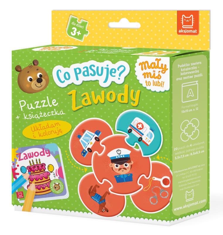 KSIĄŻECZKA CO PASUJE? ZAWODY.PUZZLE+KSIĄŻECZKA