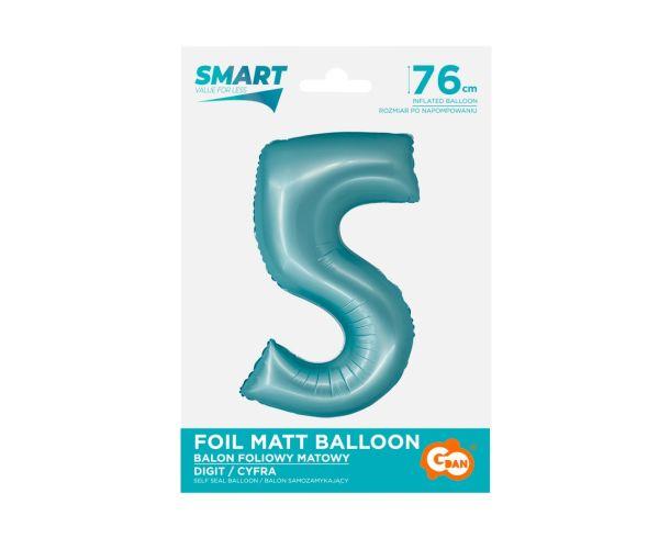 BALON FOLIOWY SMART CYFRA 5 J.NIEBIESKA MAT 76CM