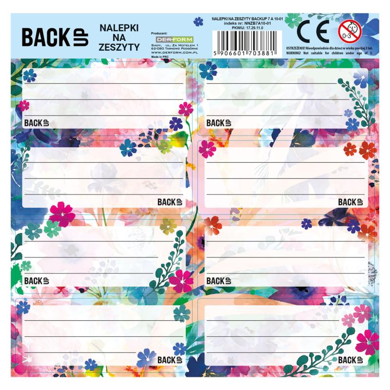 NAKLEJKI NA ZESZYTY BACKUP 7 A 10 A25