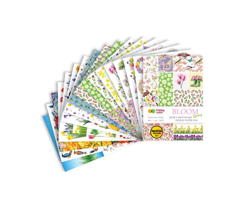 BLOK Z MOTYWAMI A4/16 BLOOM SPRING 80G/M2 28 MOTYW HAPPY COLOR