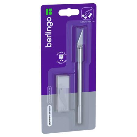 NÓŻ BERLINGO BIUROWY SKALPEL METALOWY KORPUS+5 OSTRZY