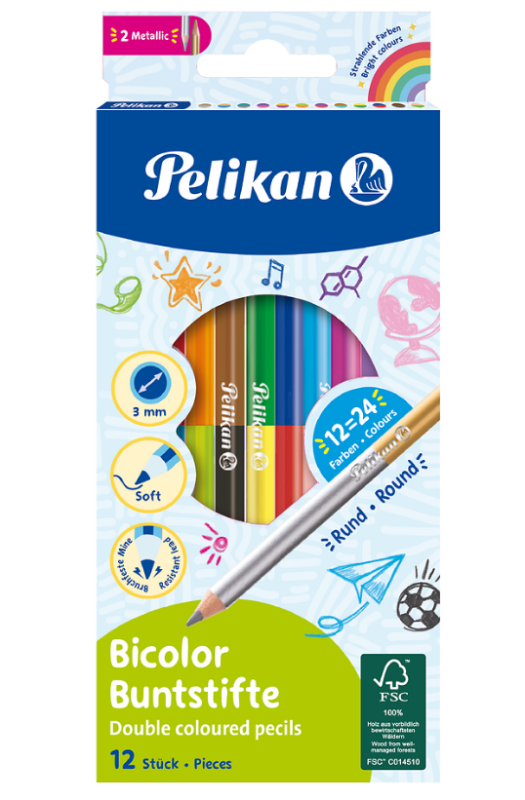 KREDKI 12 PELIKAN OŁÓWKOWE DWUSTRONNE