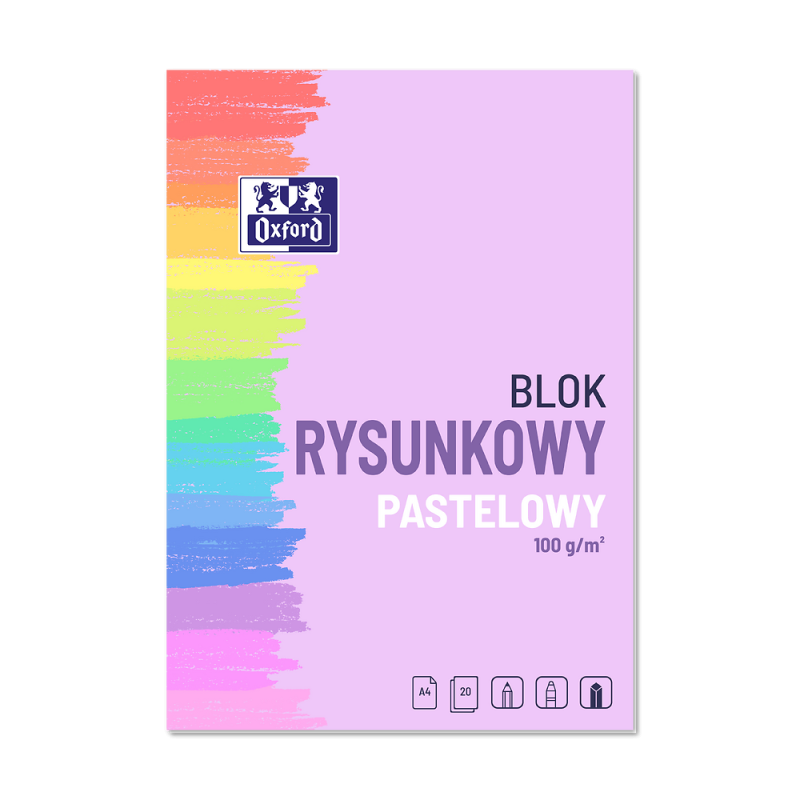 BLOK RYSUNKOWY A4/10 KOLOROWY PASTELOWY OXFORD 100G