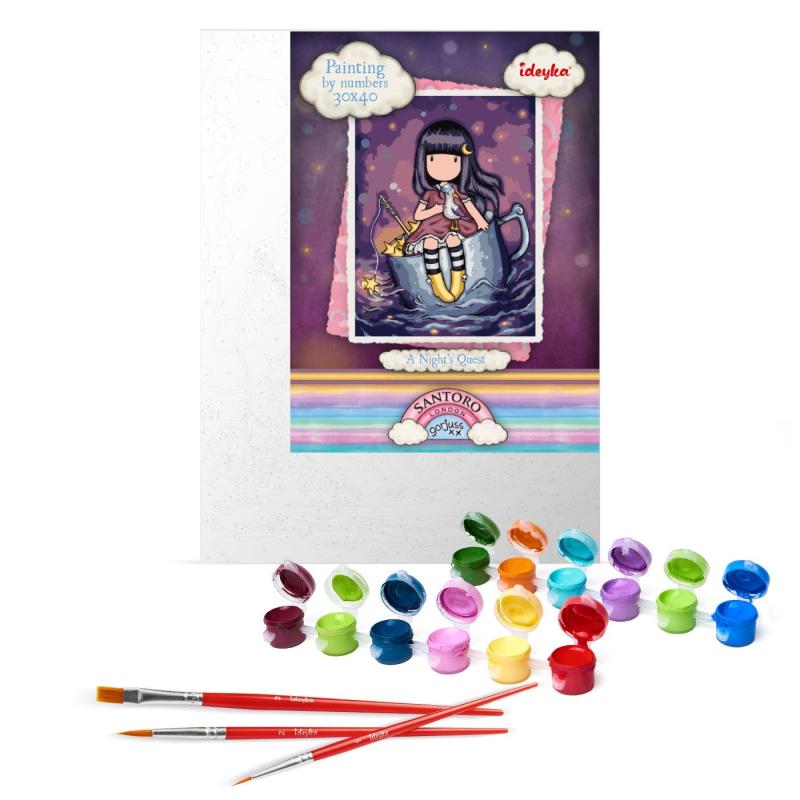 ZESTAW DO MALOWANIA PO NUMERACH KIDS A NIGHT S QUEST SANTORO GORJUSS COLLECTION 30X40CM