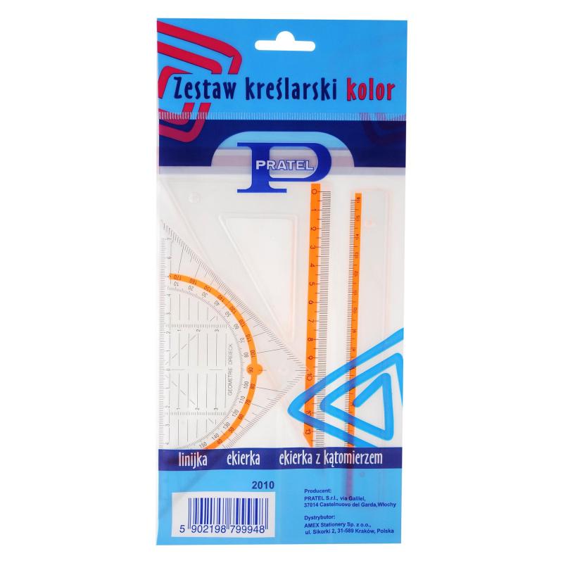 ZESTAW KREŚLARSKI PRATEL KOLOR Z LINIJKĄ 16cm ETUI