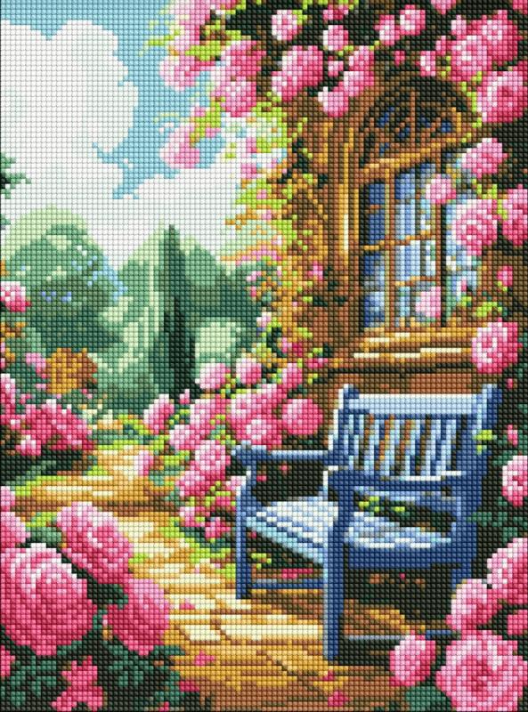 ZESTAW DO MOZAIKI DIAMENTOWEJ KWIATOWY OGRÓD 30X40CM