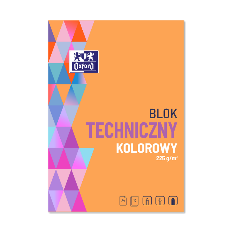 BLOK TECHNICZNY A4/10 KOLOROWY OXFORD 225G