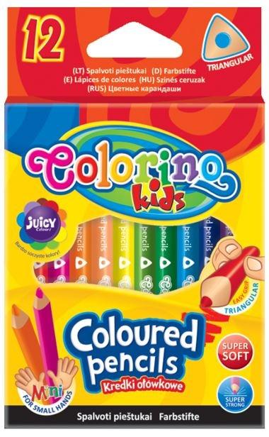 KREDKI OŁÓWKOWE 12 COLORINO MINI TRÓJK.