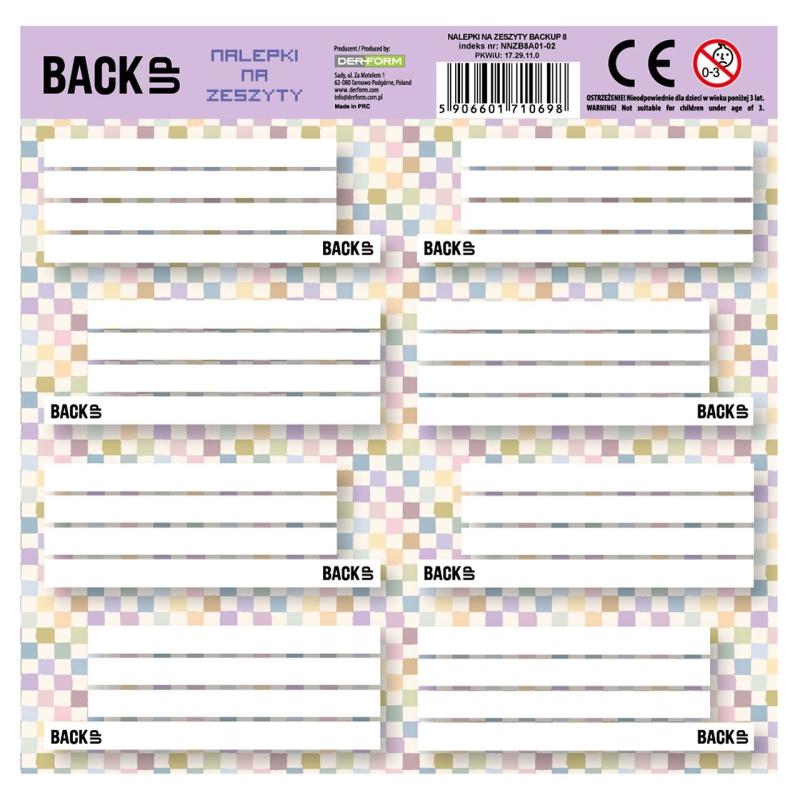 NAKLEJKI NA ZESZYTY BACKUP 8 A 01 A/25