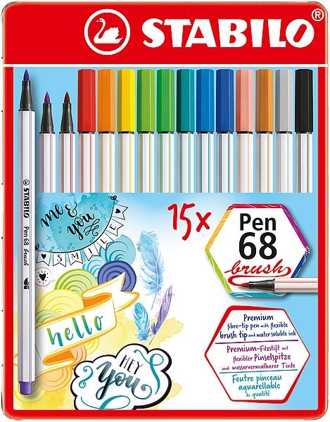 PISAKI 15 STABILO 68 BRUSH ETUI METALOWE