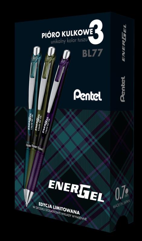 PIÓRO KULK.PENTEL KPL 3SZT.+WKŁADY LR7 3SZT