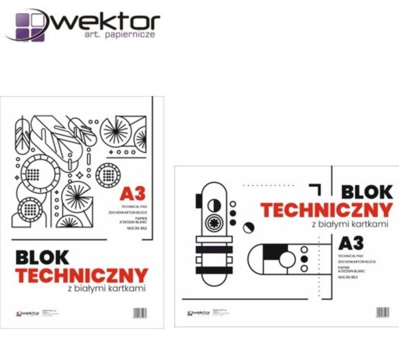 BLOK TECHNICZNY A3 BIAŁY WEKTOR 140G 10 KARTEK