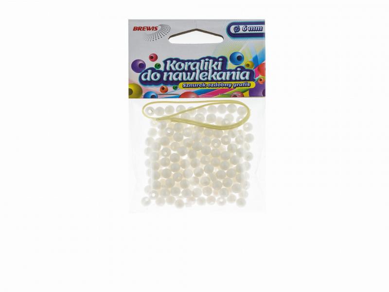 KORALIKI DO NAWLEKANIA 6MM BIAŁE BREWIS