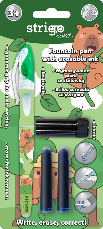 PIÓRO WYMAZYWALNE ZE STALÓWKĄ KAPIBARA ZIELONE STRIGO