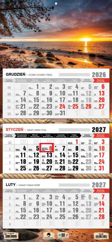 KALENDARZ TRÓJDZIELNY KT-1 PŁASKA GŁÓWKA 2027