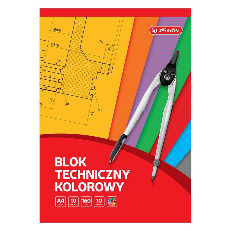 BLOK TECHNICZNY A4/10K KOLOROWY