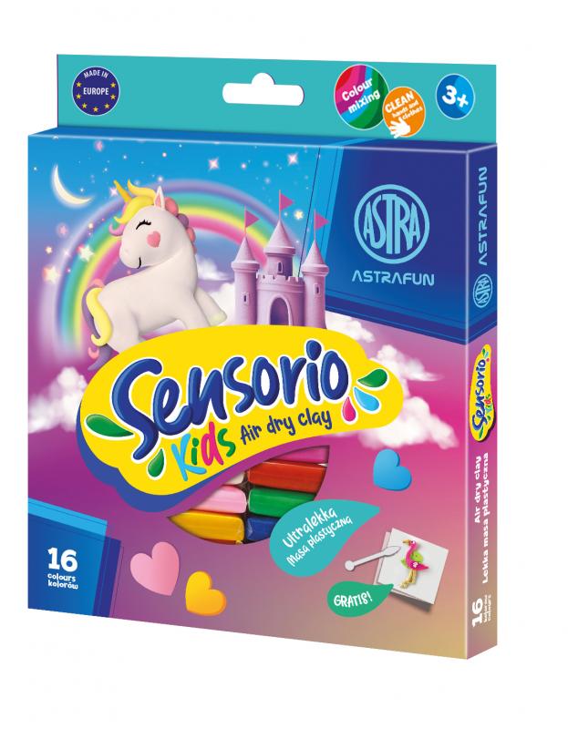 MASA PLASTYCZNA LEKKA JEDNOROŻEC SENSORIO KIDS 16 KOLORÓW