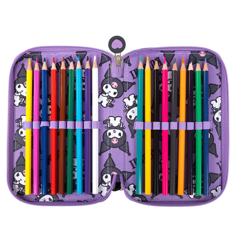 PIÓRNIK POTRÓJNY Z WYPOSAŻENIEM KUROMI VIOLET