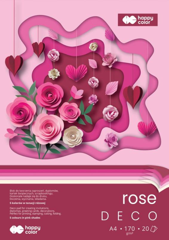 BLOK HOBBY DECO A4/20 ROSE 170G/M2 5 KOLORÓW HAPPY COLOR