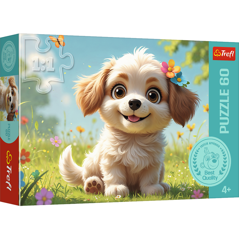 PUZZLE 60 TREFL SZCZENIAKIEM BYĆ RODZINA TREFLIKÓW