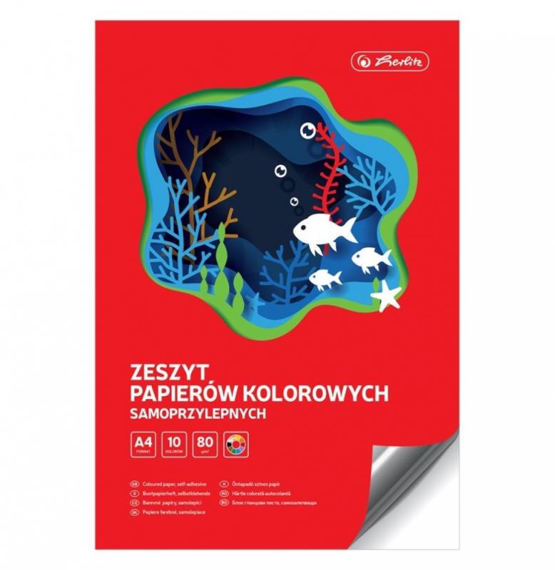 ZESZYT PAPIERÓW KOLOROWYCH SAMOPRZYLEPNYCH HERLITZ A4 10K 80G
