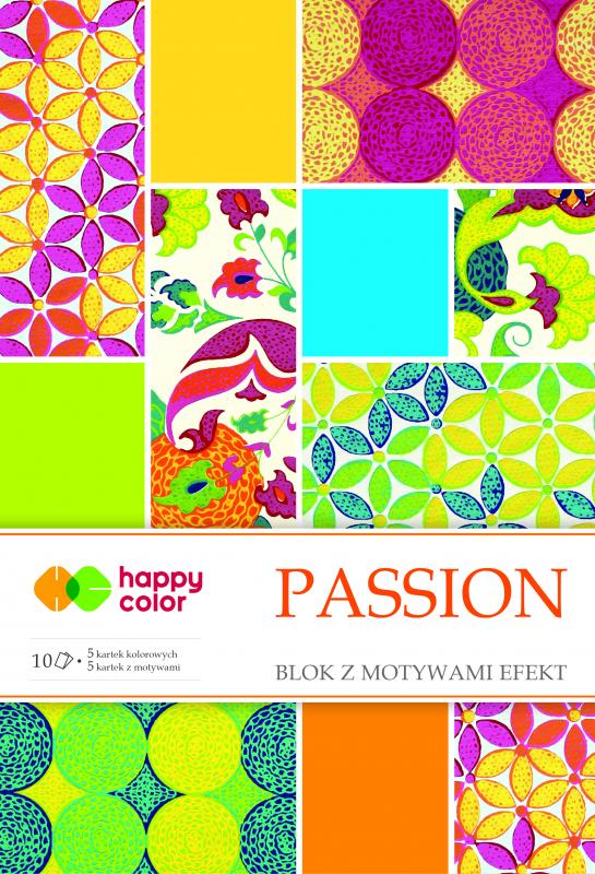 BLOK EFFECT PASSION, 20X29CM, 170-220g/m2, 10 ark, 5 motyw., Happy Color