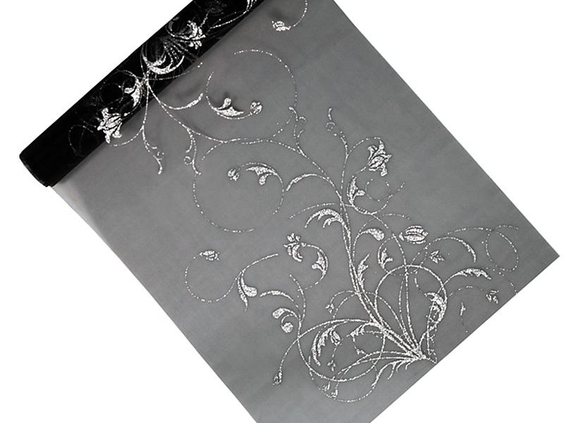 ORGANZA Z NADRUKIEM CZARNA 0,36X9M