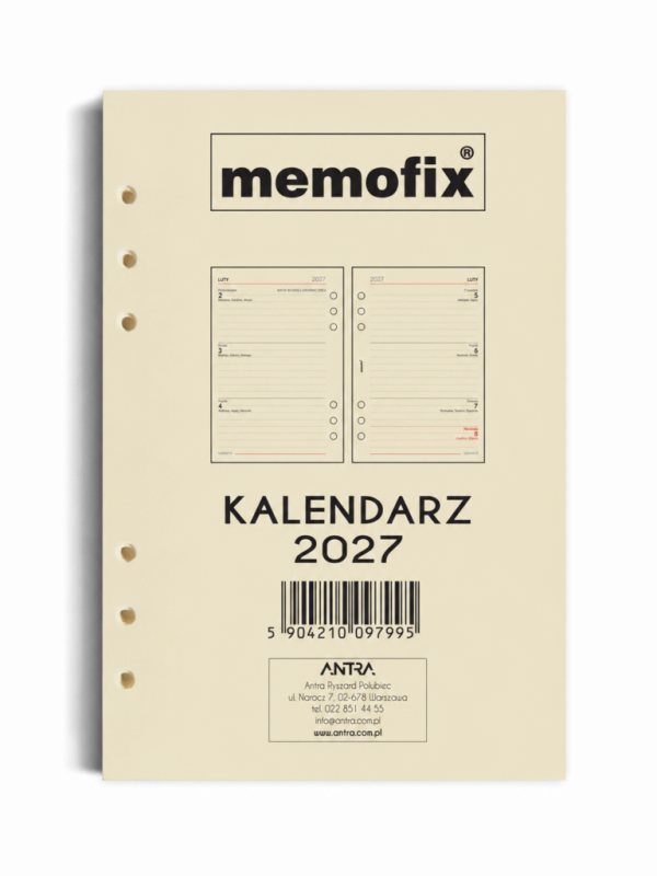 WKŁAD KALENDARZOWY A5 TDW MEMOFIX TYDZIEŃ DO WGLĄDU