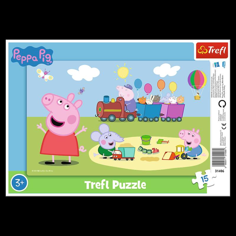 PUZZLE 15 TREFL RAMKOWE WESOŁY POCIĄG ŚWINKA PEPPA