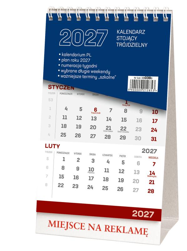 KALENDARZ STOJĄCY TRÓJDZIELNY 2027