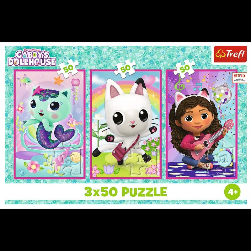 PUZZLE 3X50 TREFL POZNAJ GABBY I KOTKI
