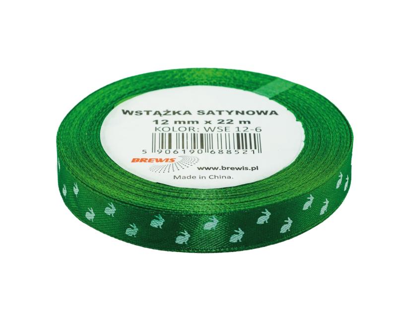 WSTĄŻKA SATYNOWA 12MM WIELKANOC ZIELONA BREWIS