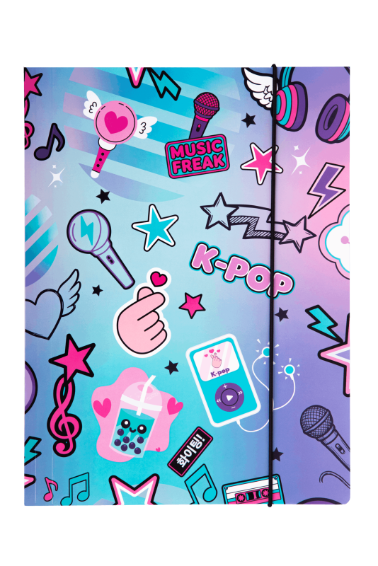 TECZKA KARTONOWA A4 Z GUMKĄ K-POP - RAINBOW